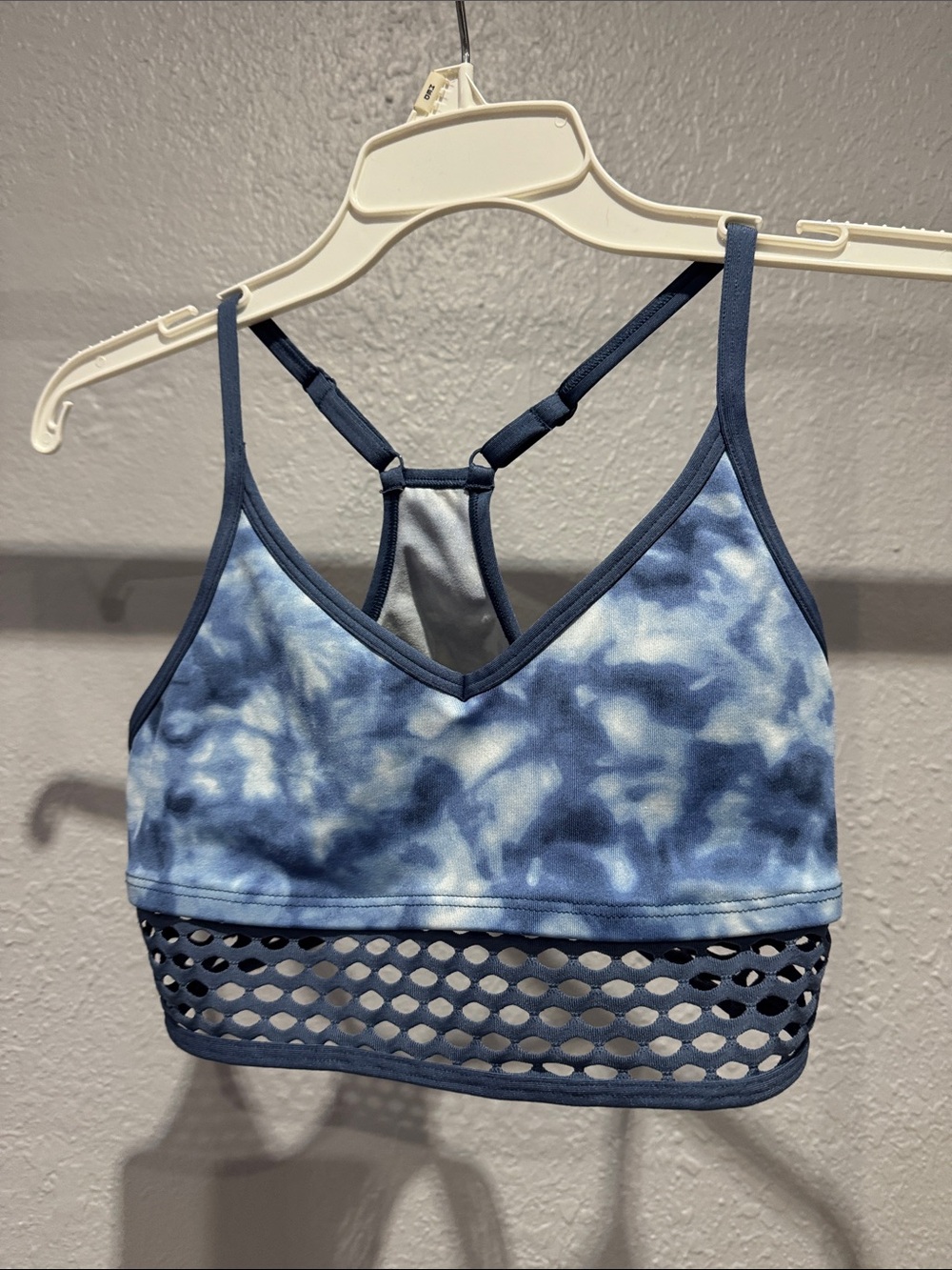 PINK Victoria's Secret Blue Tie-Dye Mesh Band Sports Bralette
